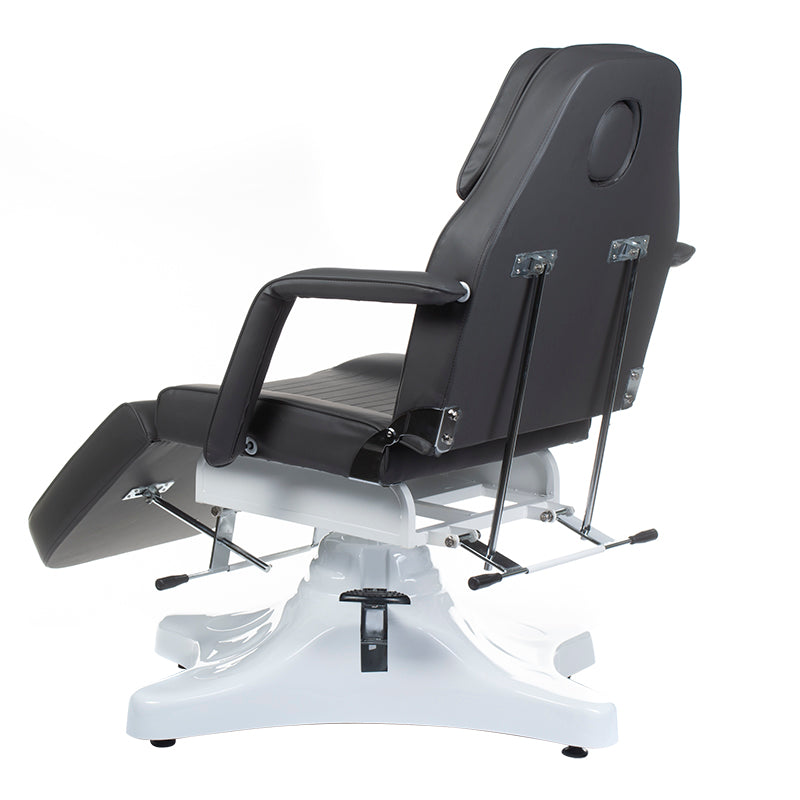 Gray hydraulic cosmetic armchair BD-8222 by Beauty System, featuring cushioned seat and adjustable headrest for beauty treatments.