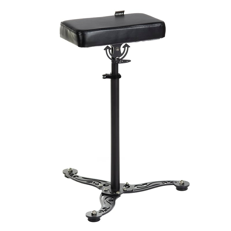 Comfortable tattoo stool with armrest featuring adjustable height and sturdy design from SIMI INKOO by Beauty System.
