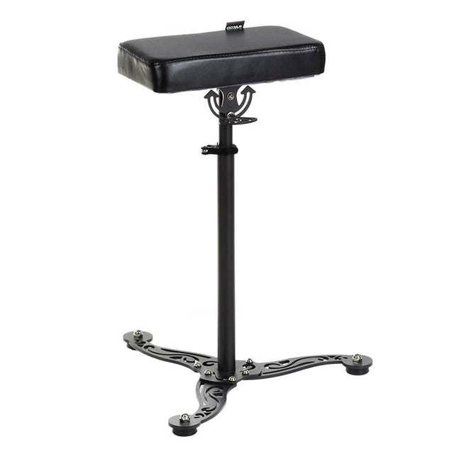 Comfortable tattoo stool with armrest featuring adjustable height and sturdy design from SIMI INKOO by Beauty System.