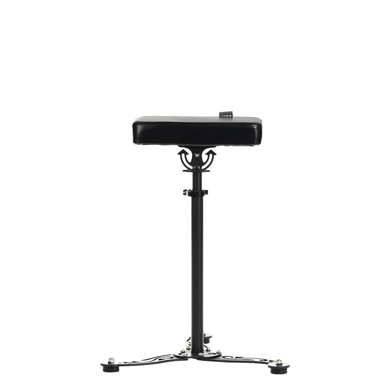 Tattoo stool with armrest from SIMI INKOO by Beauty System, featuring a sturdy metal frame and adjustable height.