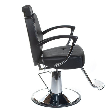 Black Barber Chair HEKTOR BH-3208 by Beauty System with padded seat, adjustable headrest, and sturdy base for salon use