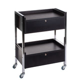 Black cosmetic cabinet BD-6004 by Beauty System with multiple drawers and mirror for organized makeup and skincare storage.