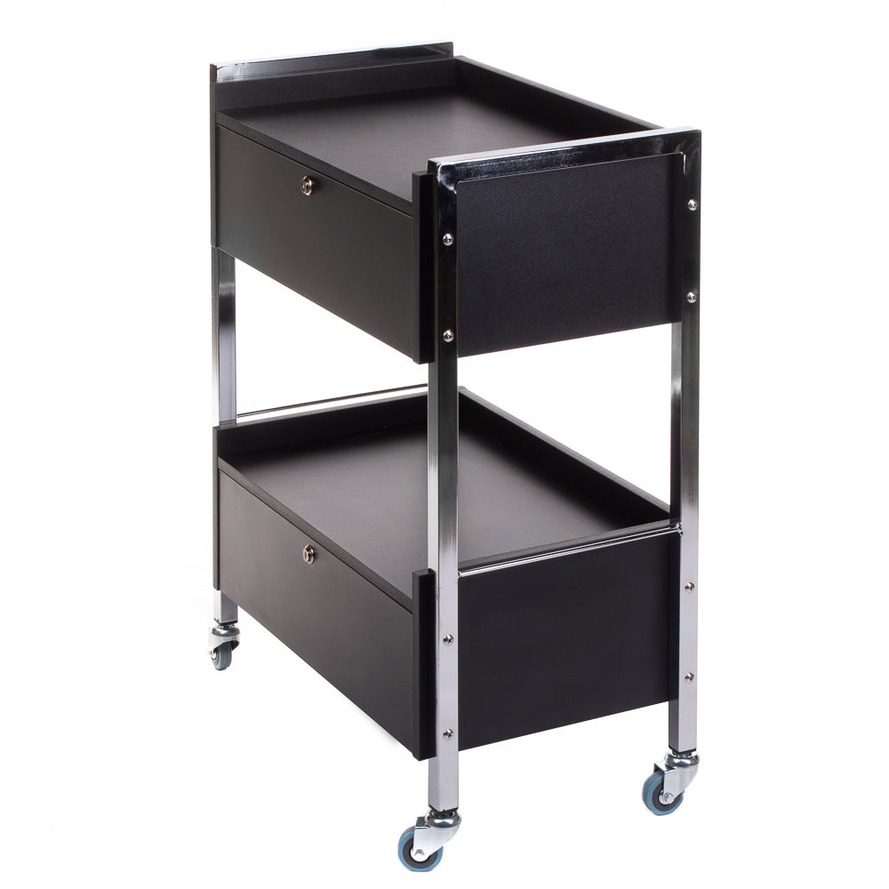 Black cosmetic cabinet BD-6004 by Beauty System, featuring multiple compartments and sleek design for organized beauty products.