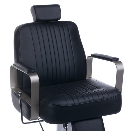 Black Barber Chair HOMER BH-31237 by Beauty System with padded seat and adjustable backrest for salon styling.