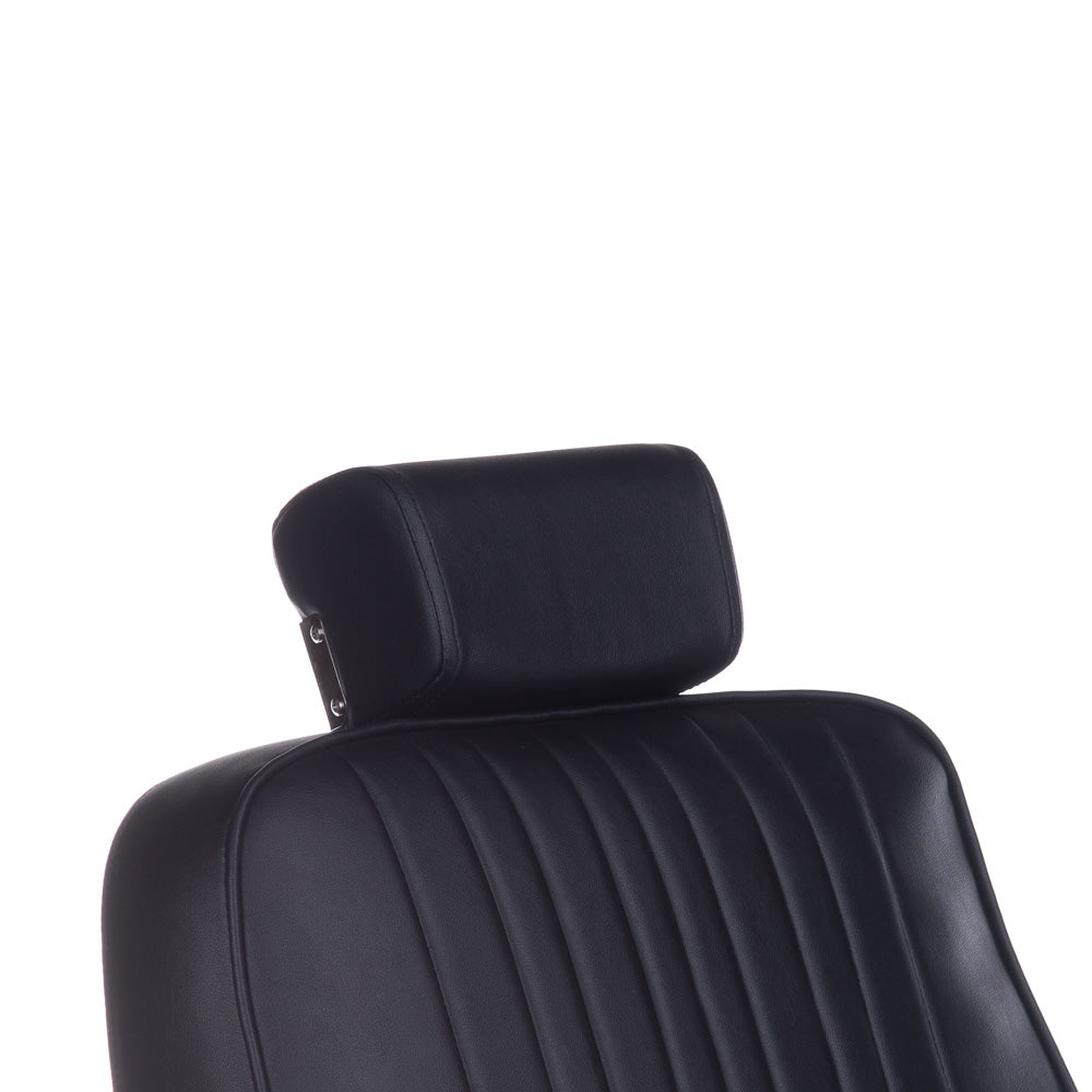 Black barber chair HOMER BH-31237 by Beauty System with cushioned seat and adjustable backrest, suitable for salons and barbershops.