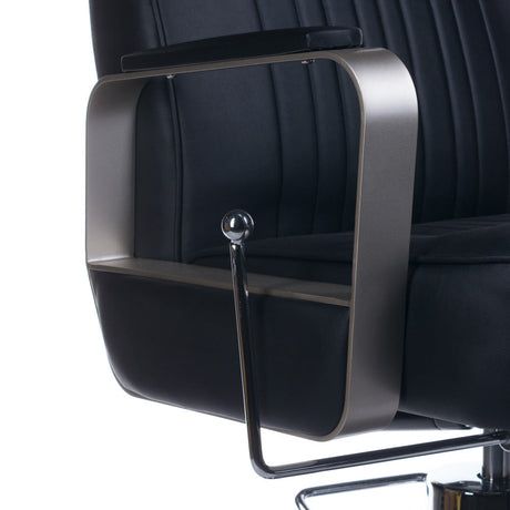 Black barber chair HOMER BH-31237 by Beauty System with adjustable headrest and padded seat for professional salon use.