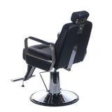 Black Barber Chair HOMER BH-31237 by Beauty System with padded seat, adjustable headrest, and sturdy metal frame.