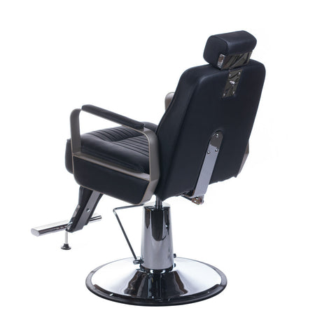 Black Barber Chair HOMER BH-31237 by Beauty System with padded seat, adjustable headrest, and sturdy metal frame.