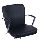 Black LIVIO Hairdressing Chair by Beauty System with adjustable height and cushioned seat for salon styling.