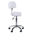 White cosmetic stool with backrest, model BH-7268 from Beauty System, featuring a comfortable seat and sturdy design.