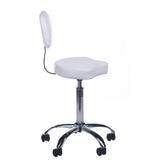 White cosmetic stool with backrest, model BH-7268 from Beauty System, featuring a comfortable seat and sturdy design.