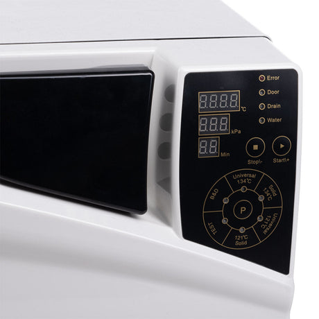 Medical Autoclave SteamIT LCD 8L by Beauty System, Class B sterilizer with digital display and built-in printer in a professional setting.
