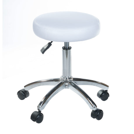 White Beauty System Cosmetic Stool BD-9920 with adjustable height and cushioned seat, ideal for salon or makeup application.
