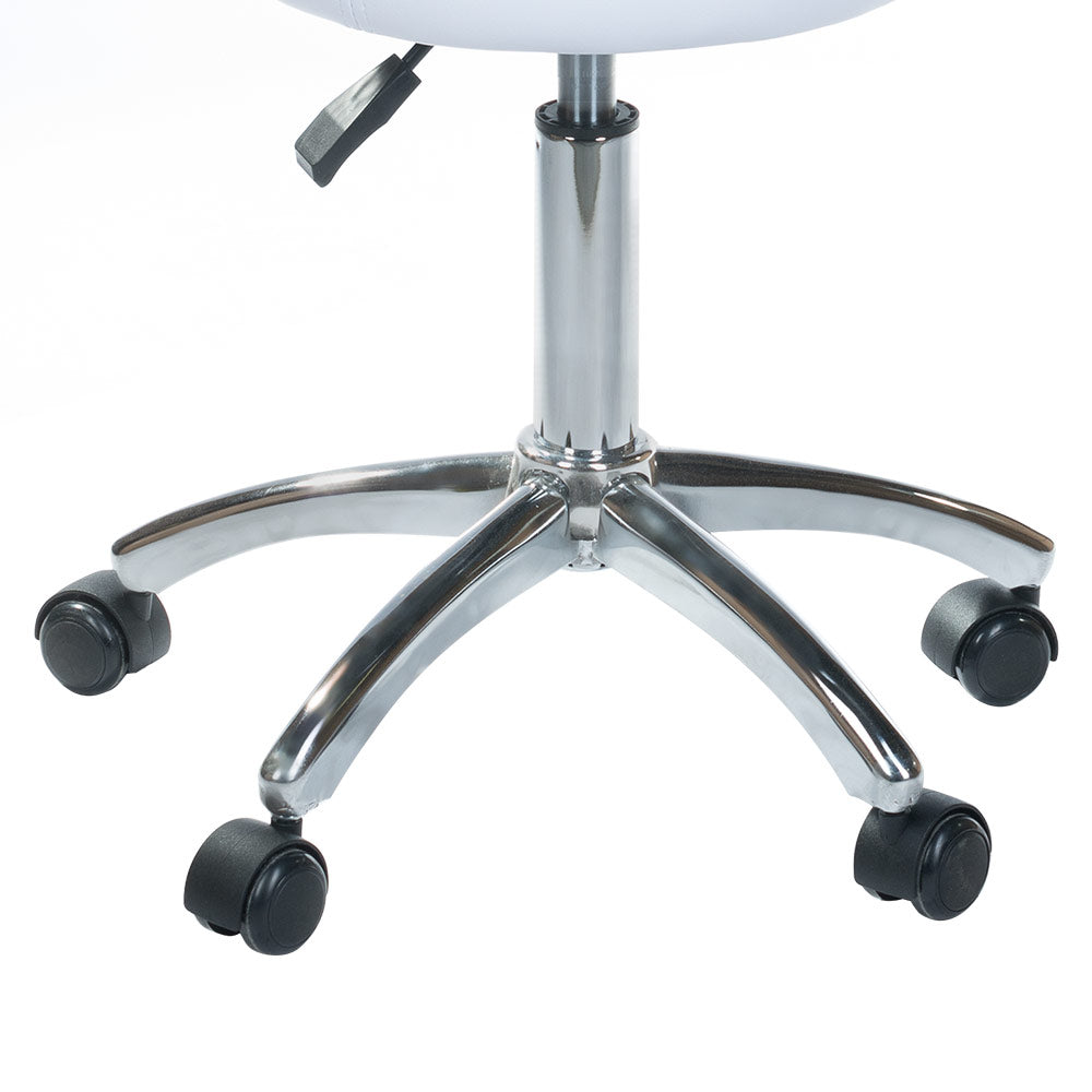 White cosmetic stool BD-9920 by Beauty System with round cushioned seat and adjustable height for salon or spa use.