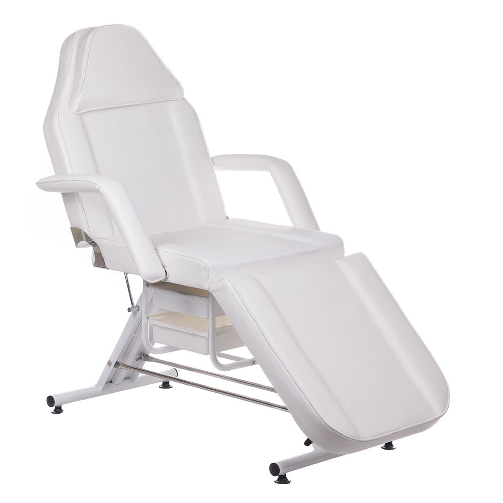 White cosmetic chair with built-in troughs, model BW-262A by Beauty System, designed for salon or spa treatments.