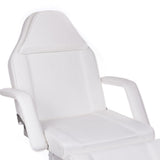 White cosmetic chair with built-in troughs for beauty salons, model BW-262A by Beauty System, shown from the side with adjustable features