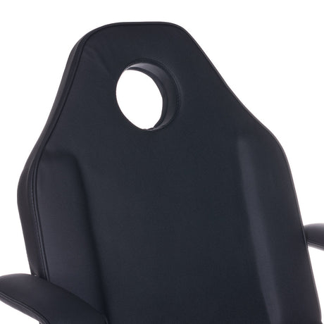 Black Beauty System cosmetic chair BW-262A with attached trays, featuring padded upholstery and adjustable height for salon use.