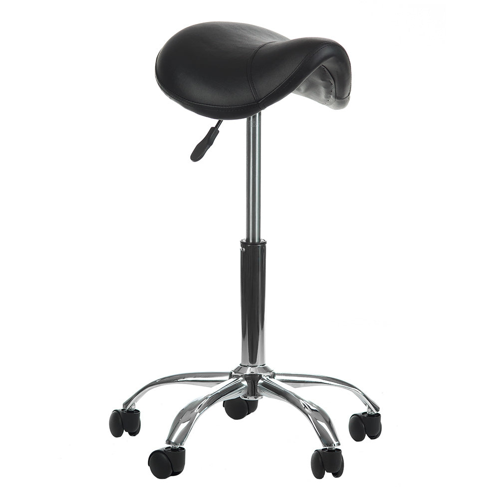 Black Beauty System Beauty Stool BD-9909 with adjustable height and cushioned seat for salon or makeup use.