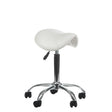 White cosmetic stool BD-9909 by Beauty System with cushioned seat and chrome base, ideal for beauty salons and makeup artists.