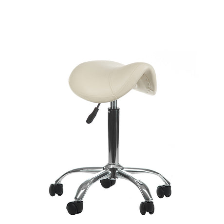 Cream-colored cosmetic stool BD-9909 by Beauty System with cushioned seat and sturdy base, ideal for beauty salons and makeup artists.