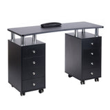 Black manicure table BD-3425 from Beauty System with a sleek surface, storage drawers, and workspace for professional nail care.