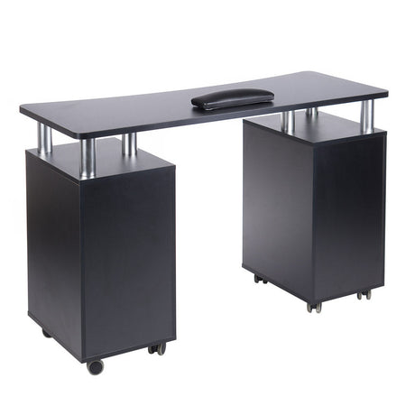 Black Beauty System Manicure Table BD-3425 with workspace and storage drawers, designed for professional nail technician use.
