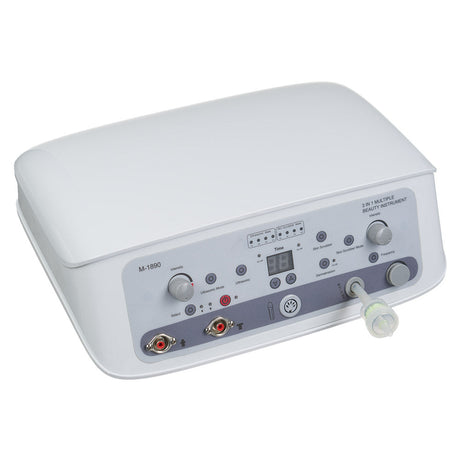 Beauty System 3-in-1 Microdermabrasion, Peeling, and Ultrasonic device in gray showing its sleek design and control panel.