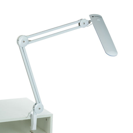 White LED workshop lamp BSL-52 clip-on 12W from Beauty System, showing the lamp with adjustable clip and bright LED light.
