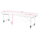 3-section aluminum comfort massage table, white - BVShop