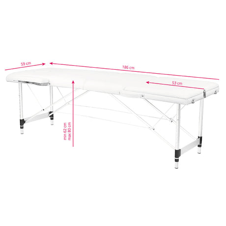 3-section aluminum comfort massage table, white - BVShop