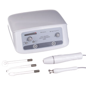 Beauty System 2-in-1 Galvanic and Darsonval device in grey with control knobs and dials for skincare treatments.
