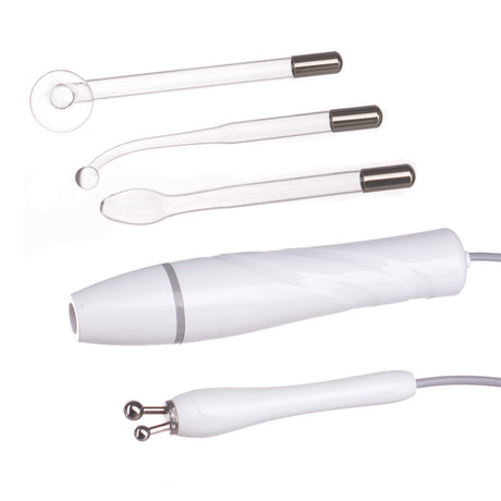 Beauty System 2-in-1 Galvanic and Darsonval device BR-866 in grey with controls and electrode attachments visible.