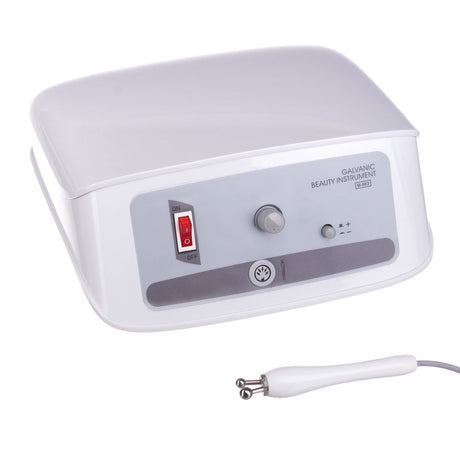 Gray galvanic device BR-863 by Beauty System with control panel and cables, used for facial skincare treatments.