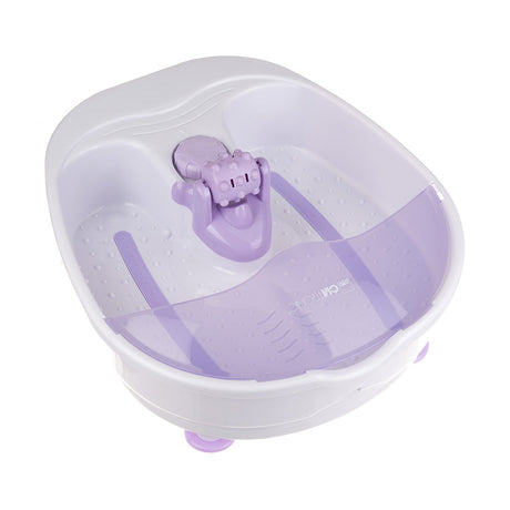 Beauty System foot massager designed for pedicure procedures, showing a close-up of the device with textured massage rollers.