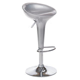 Silver bar stool BX-1002 by Beauty System with padded seat and sleek metal legs, shown from a side angle.