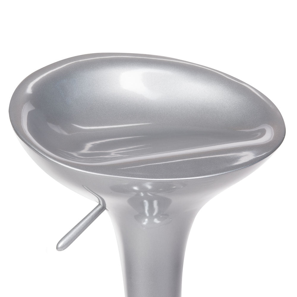 Silver bar stool BX-1002 by Beauty System featuring a sleek modern design with a padded seat and metal frame.