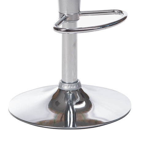 Silver bar stool BX-1002 from Beauty System with a sleek modern design and cushioned seat, shown in a contemporary setting.
