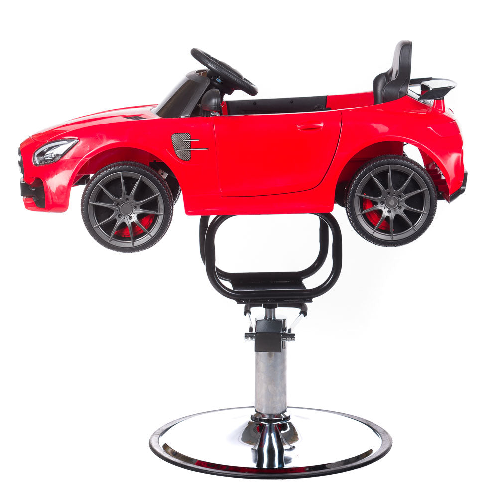 Children's red Mercedes hairdressing chair by Beauty System, featuring a sleek red design and child-friendly styling.