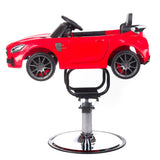 Children's red Mercedes hairdressing chair by Beauty System, featuring a sleek red design and child-friendly styling.