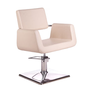 Cream-colored Beauty System Vito BH-6971 hairdressing chair with cushioned seat and adjustable height for salon styling.