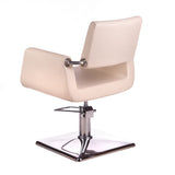 Cream-colored Beauty System Vito BH-6971 hairdressing chair with padded seat and adjustable height for salon styling.