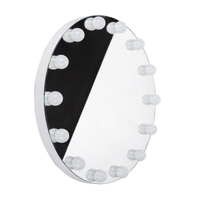 Beauty System Hollywood LED round makeup mirror with 50cm diameter, illuminated with bright, even lighting for beauty routines.
