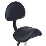 Black cosmetic stool by Beauty System with padded seat and adjustable height for salon or beauty treatment use.