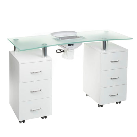 Manicure table with dust extractor hole BD-3425-1+O White - BVShop