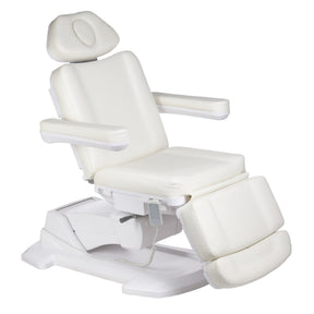 Electric beauty salon chair in light grey from Beauty System, featuring adjustable headrest and modern design.