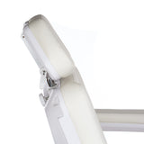 Light grey electric beauty salon chair by Beauty System, ergonomic and adjustable for professional cosmetic treatments.