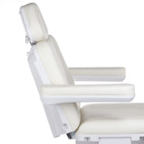 White electric beauty chair BR-6686A by Beauty System with adjustable headrest and armrests, designed for professional salon use.