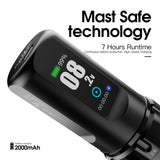 Black Mast Flip 4 Pro wireless tattoo machine with ergonomic design and textured grip for precise tattooing.