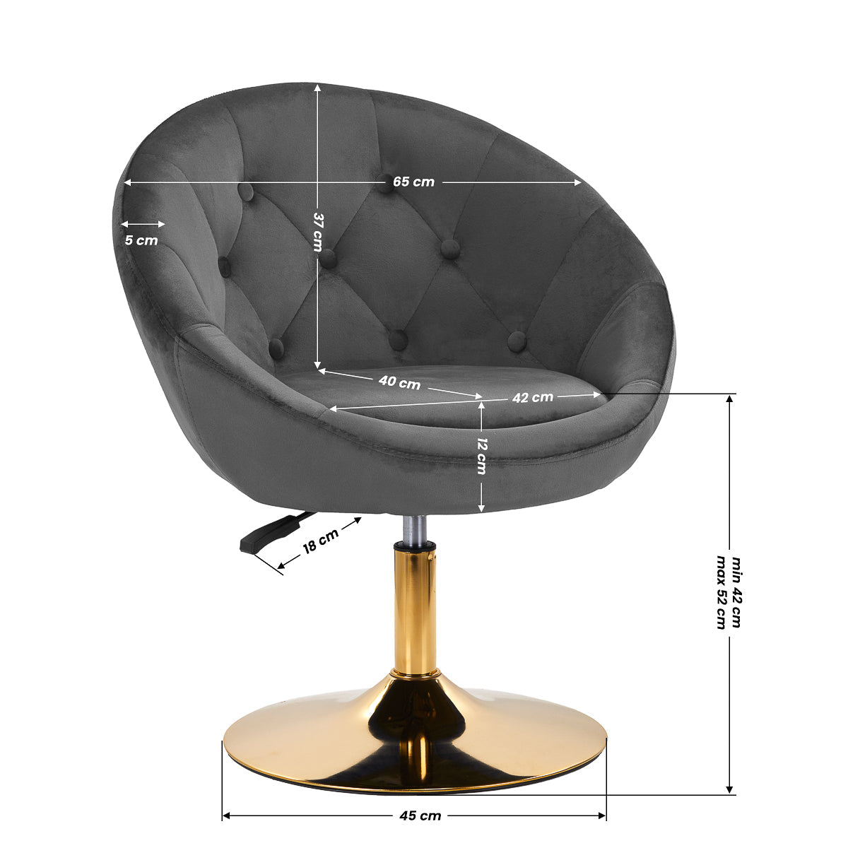 4Rico swivel chair QS-BL12G gray - BVShop
