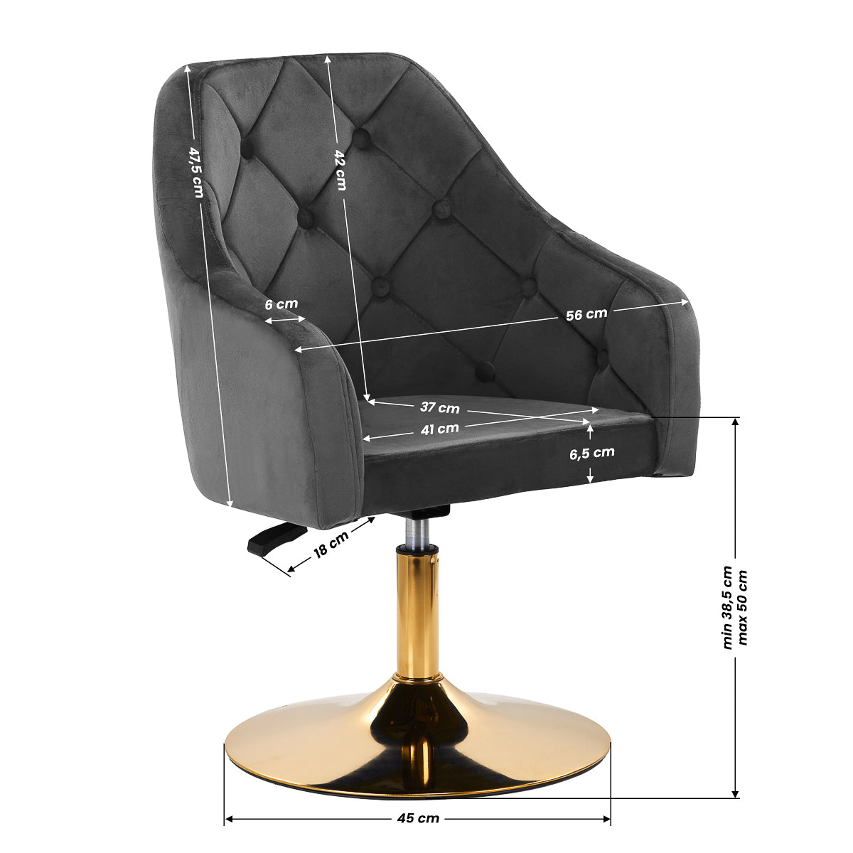 4Rico swivel chair QS-BL14G gray - BVShop